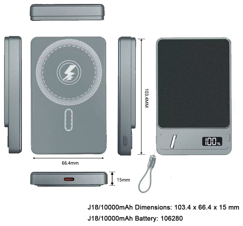 J18 20000mAh built-in cable power bank 30W